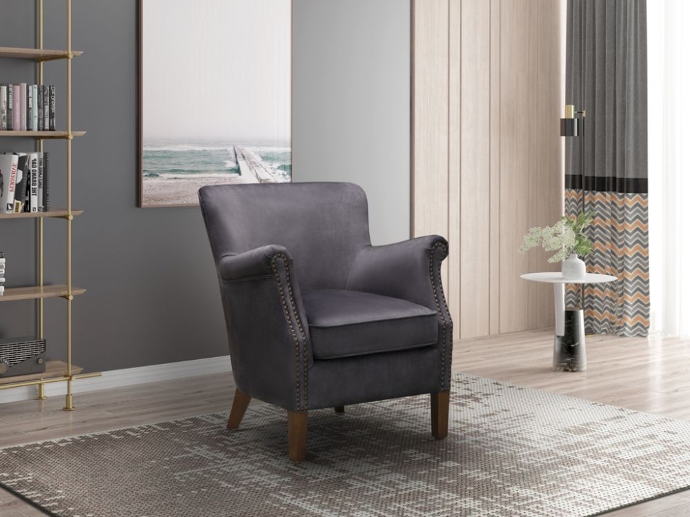 Harlow Charcoal Grey Fabric Armchair