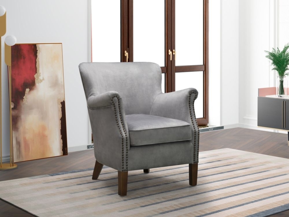 Harlow Pewter Grey Fabric Armchair