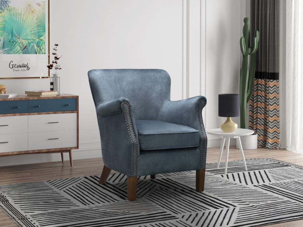 Product photograph of Harlow Velvet Vintage Fabric Armchair from Choice Furniture Superstore.