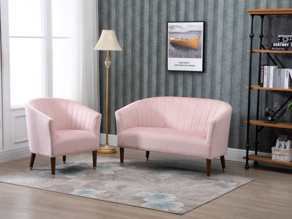 Buy Kaylee Velvet 2 Seater Sofa In Blush Pink Colour at 32% OFF by  Casacraft from Pepperfry