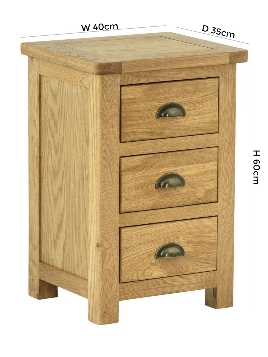 Product photograph of Portland 3 Drawer Bedside Cabinet - Comes In Oak Stone Painted Ivory White Painted from Choice Furniture Superstore.