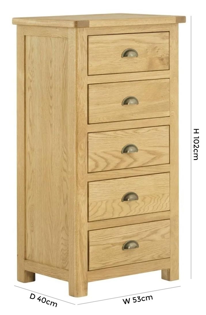 Product photograph of Portland 5 Drawer Wellington Chest - Comes In Oak Cream And Stone Painted from Choice Furniture Superstore.