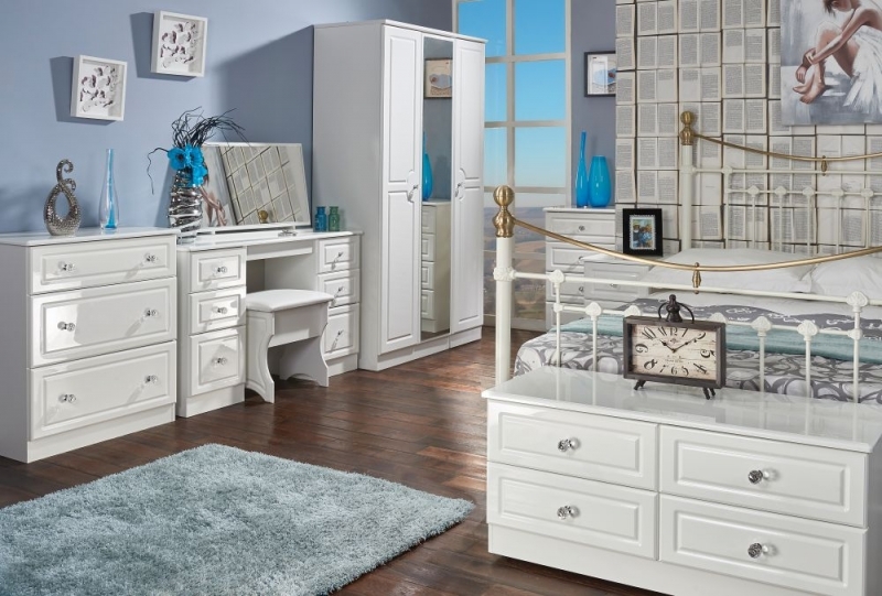 Product photograph of Balmoral White Gloss 6 Drawer Double Dressing Table from Choice Furniture Superstore.