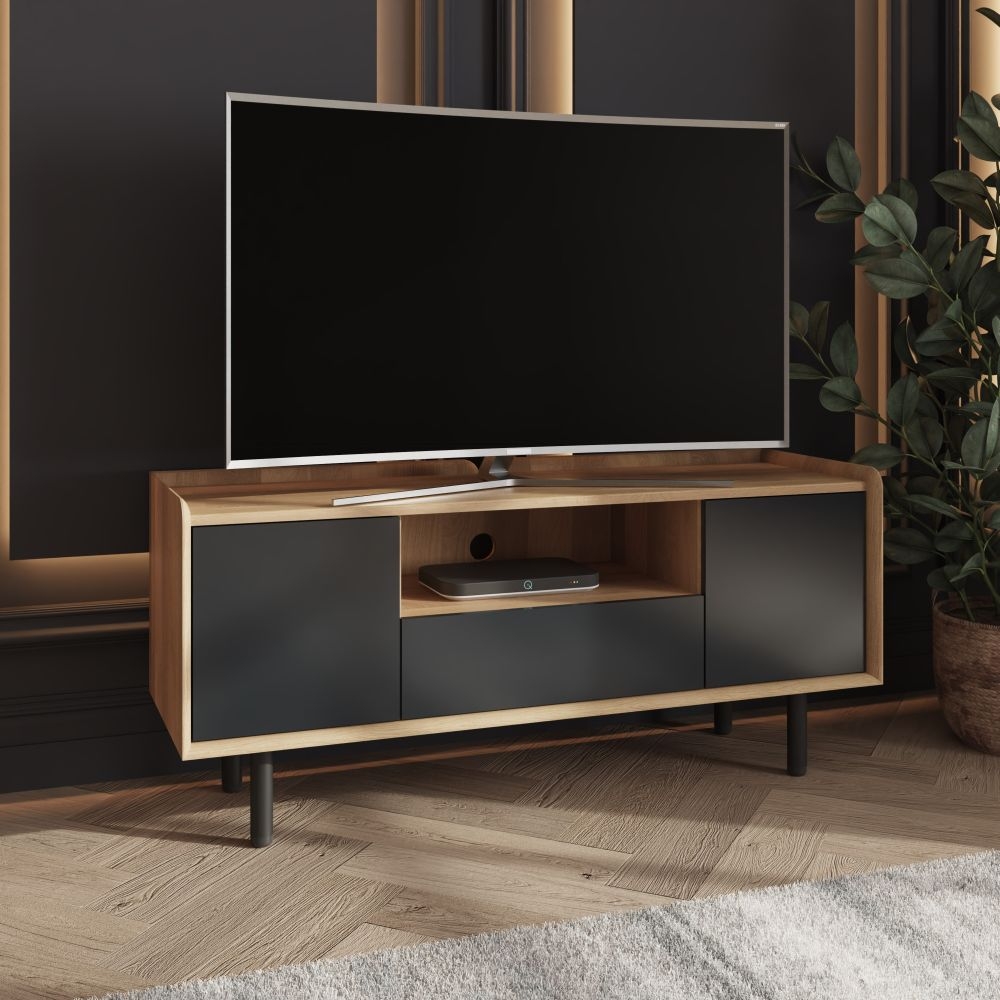 Product photograph of Aarhus Anthracite And Oak Tv Unit from Choice Furniture Superstore.