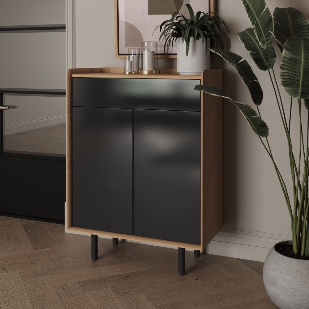 Product photograph of Aarhus Anthracite And Oak Small Sideboard from Choice Furniture Superstore.