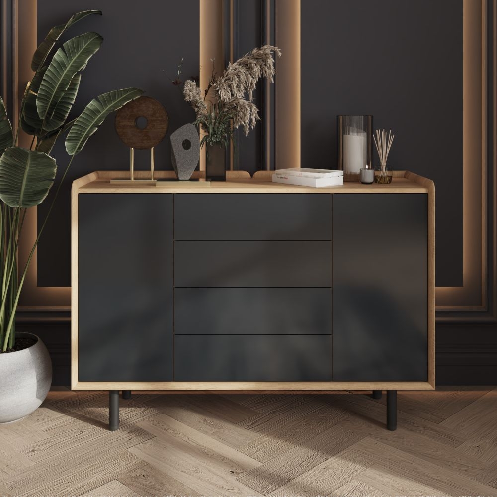 Product photograph of Aarhus Anthracite And Oak Large Sideboard from Choice Furniture Superstore.