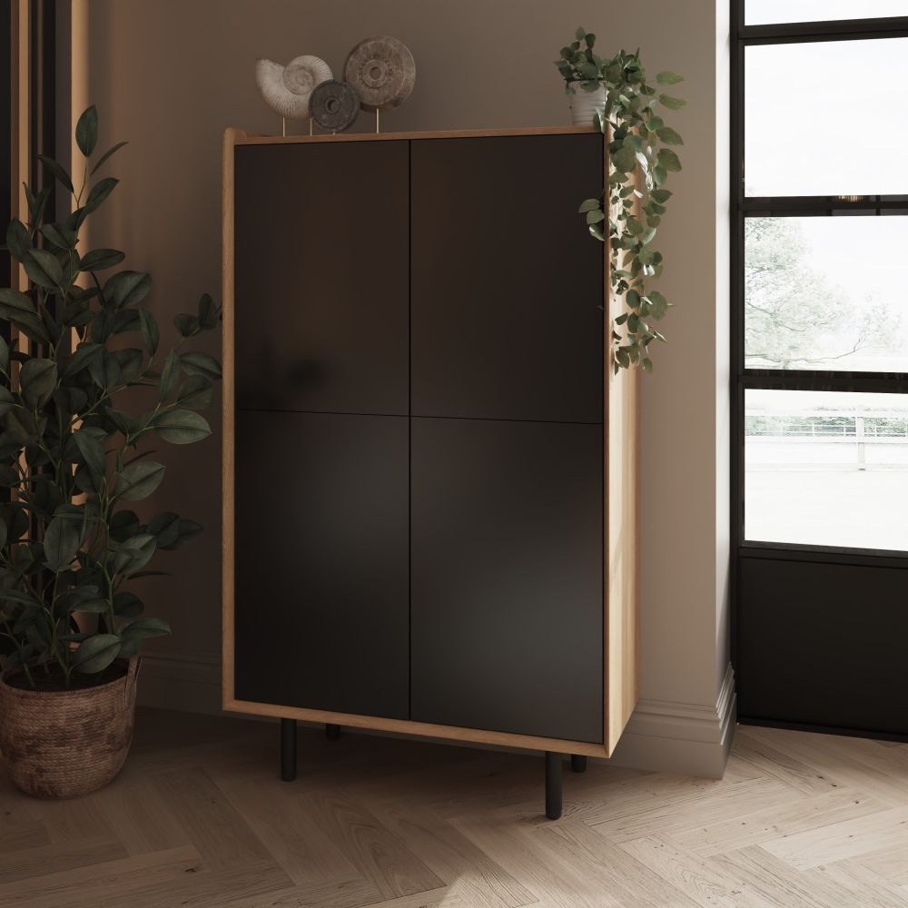 Product photograph of Aarhus Anthracite And Oak Tall Cabinet from Choice Furniture Superstore.