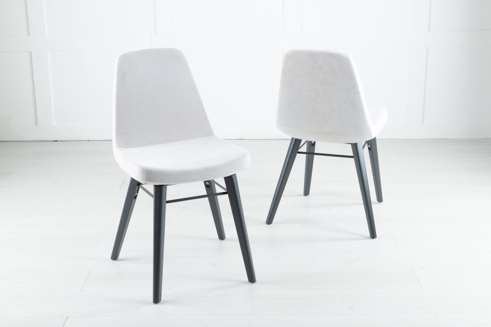 Product photograph of Clearance - Gabi Light Grey Dining Chair Velvet Fabric Upholstered With Black Metal Legs from Choice Furniture Superstore.