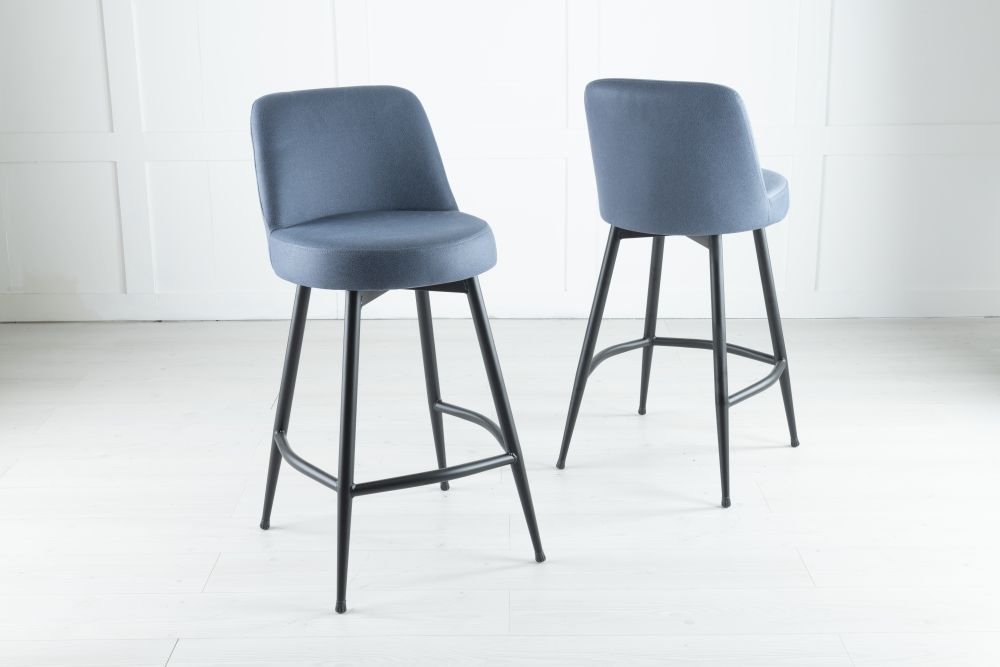 Product photograph of Clearance - Dover Blue Velvet Barstool With Backrest from Choice Furniture Superstore.