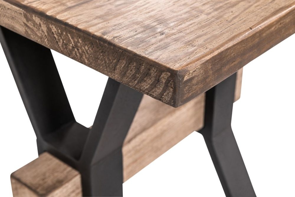 Product photograph of Maida Reclaimed Rustic Pine Side Table With Black Metal X Leg Base from Choice Furniture Superstore.