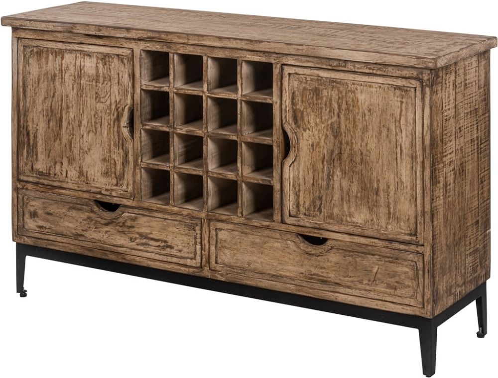Product photograph of Maida Reclaimed Rustic Pine 2 Door Sideboard With Wine Rack from Choice Furniture Superstore.