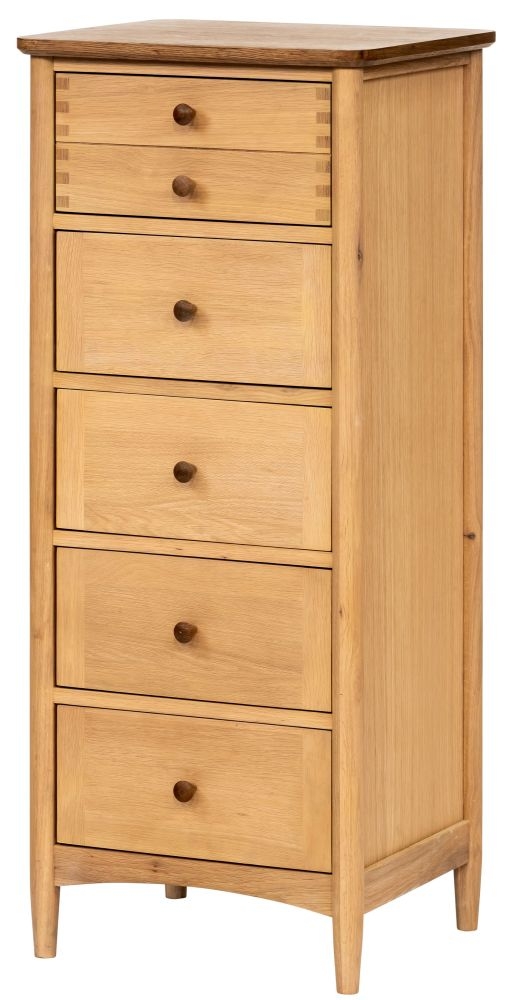 Product photograph of Grace Natural Oak 5 Drawer Chest from Choice Furniture Superstore.