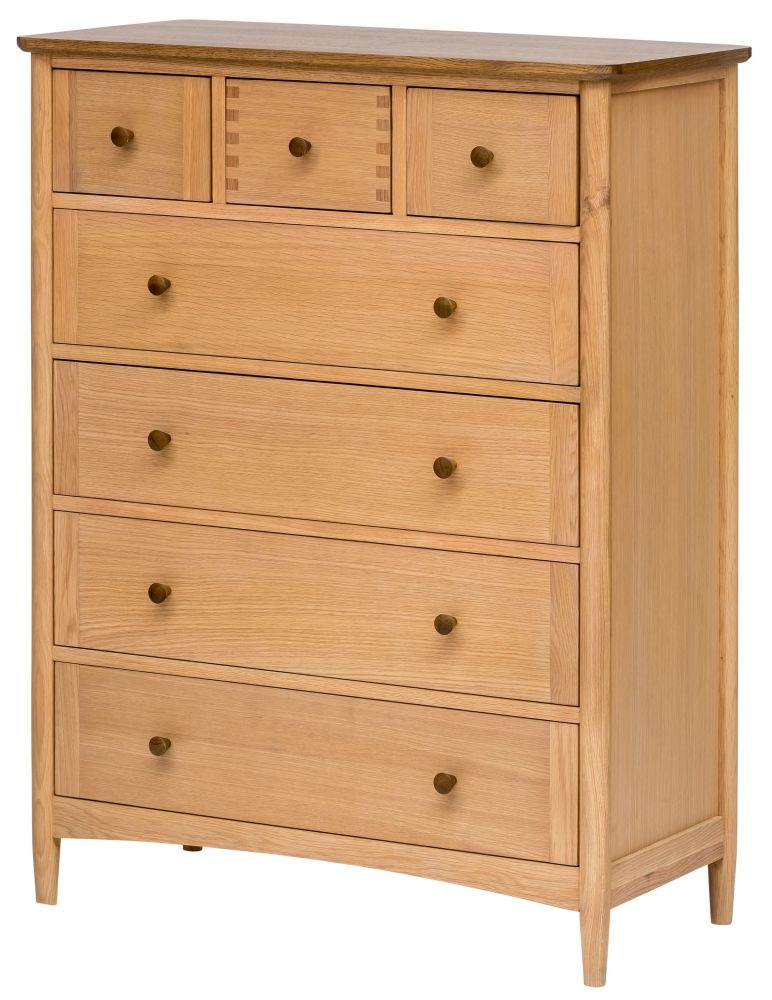 Product photograph of Grace Natural Oak 3 Over 4 Drawer Chest from Choice Furniture Superstore.