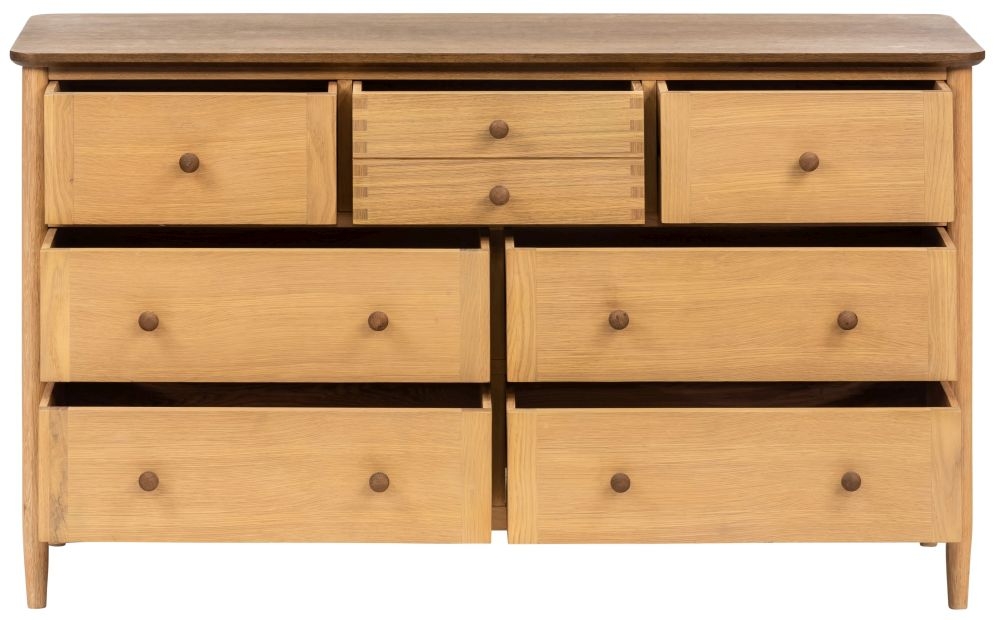 Grace Natural Oak 3 Over 4 Drawer Wide Chest
