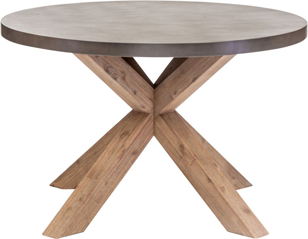 Product photograph of Pimlico Acacia Wood And Concrete Top 120cm Round X Leg Dining Table from Choice Furniture Superstore.