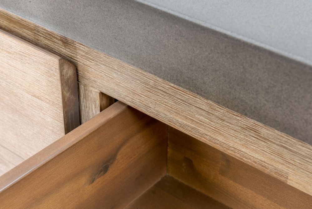 Product photograph of Pimlico Acacia Wood And Concrete Top Small Sideboard from Choice Furniture Superstore.