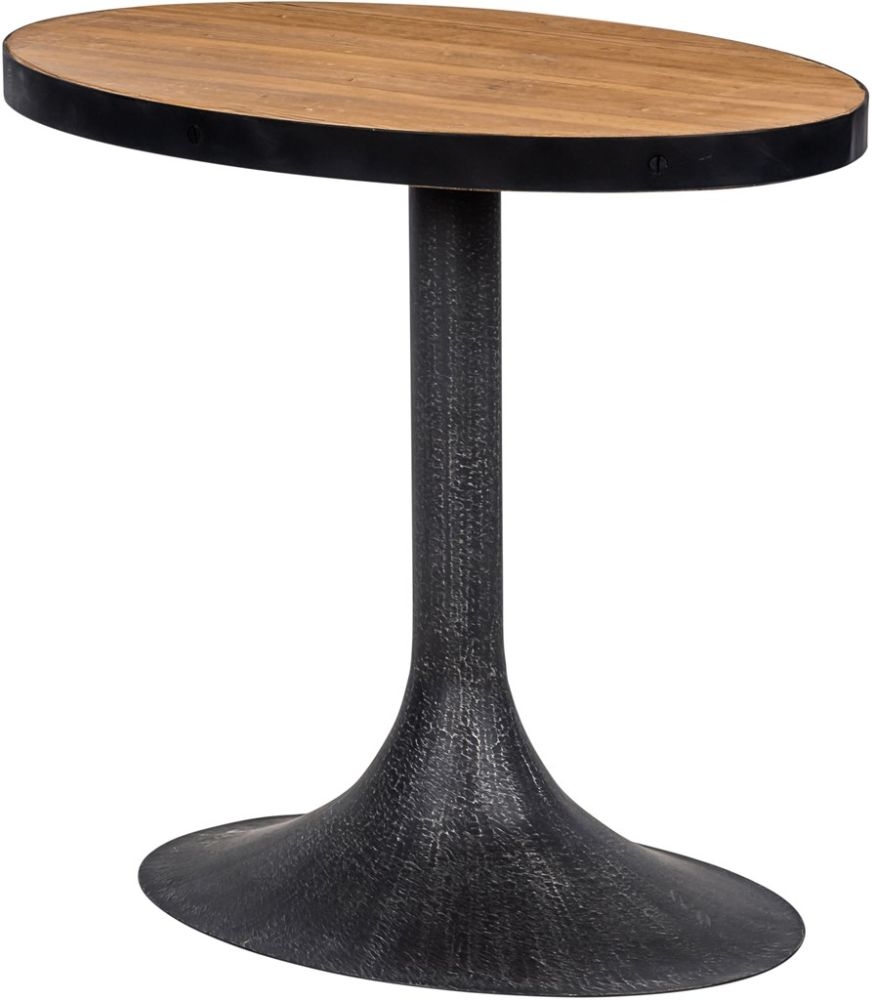Product photograph of Revival Reclaimed Pine And Black Metal Flute Base Large Side Table from Choice Furniture Superstore.