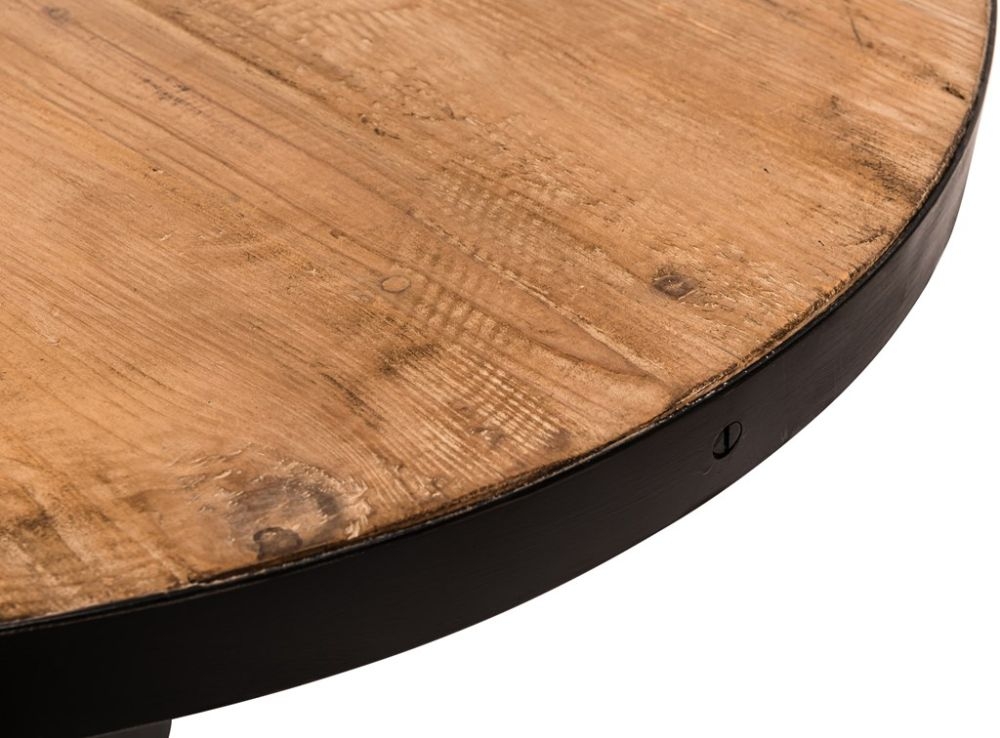 Product photograph of Revival Reclaimed Pine And Black Metal Flute Base Large Oval Dining Table from Choice Furniture Superstore.
