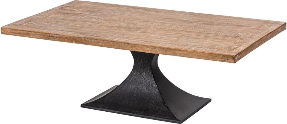 Product photograph of Chelsea Reclaimed Pine Coffee Table With Black Flute Shape Metal Base from Choice Furniture Superstore.