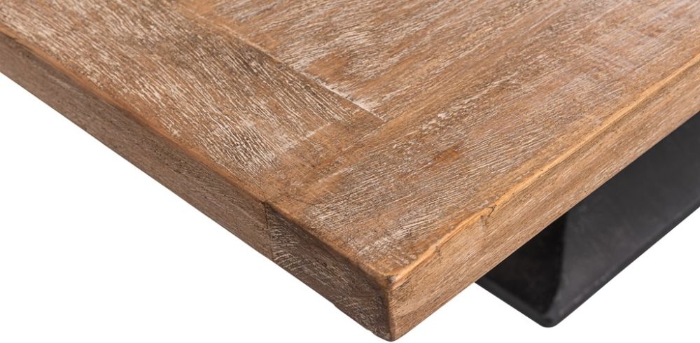 Product photograph of Chelsea Reclaimed Pine Coffee Table With Black Flute Shape Metal Base from Choice Furniture Superstore.