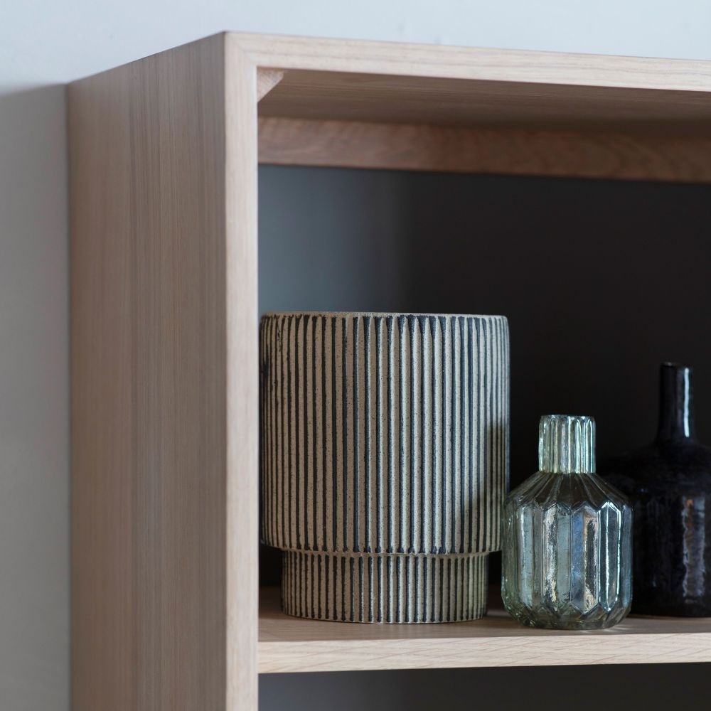 Product photograph of Clearance - Fuji Oak And Grey Painted Open Display - Fss12568 from Choice Furniture Superstore.