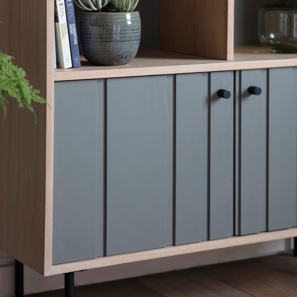 Product photograph of Clearance - Fuji Oak And Grey Painted Open Display - Fss12568 from Choice Furniture Superstore.