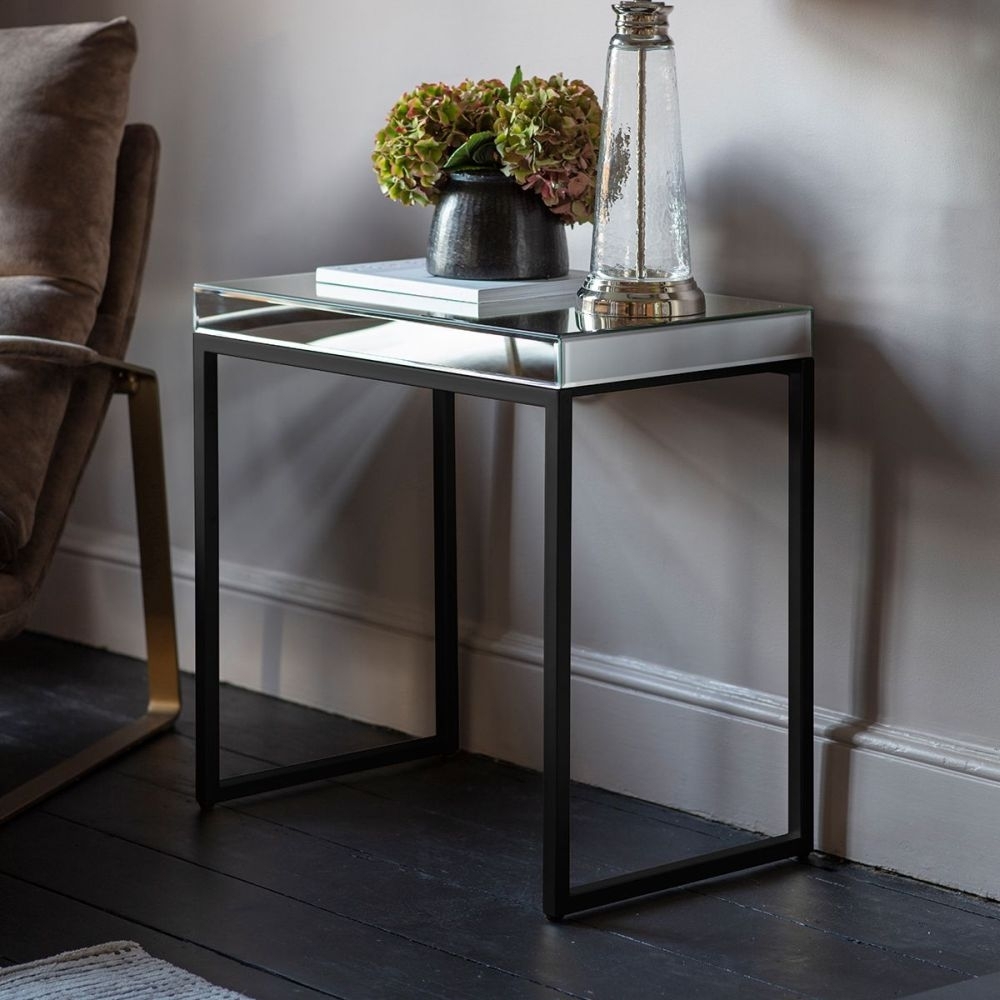 Product photograph of Clearance - Pippard Black And Mirrored Side Table - B44 from Choice Furniture Superstore.
