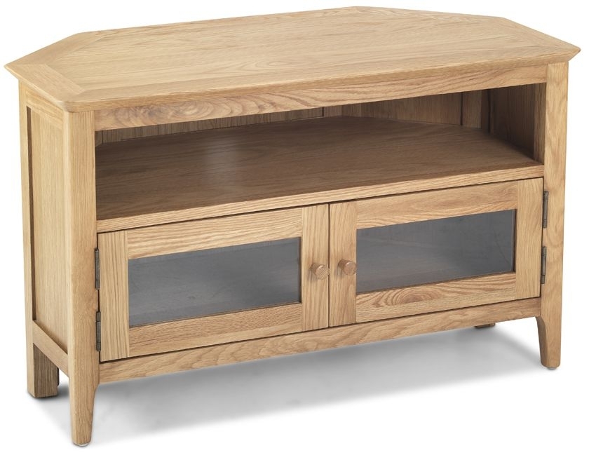 Product photograph of Clearance - Wadsworth Oak 2 Door Corner Tv Unit - Fs157 from Choice Furniture Superstore.