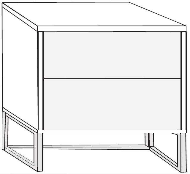 Product photograph of Clearance - Wiemann Vigo 2 Drawer Glass Bedside Cabinet In Havana With Chrome Angled Feet - W 60cm - Fs119 from Choice Furniture Superstore.