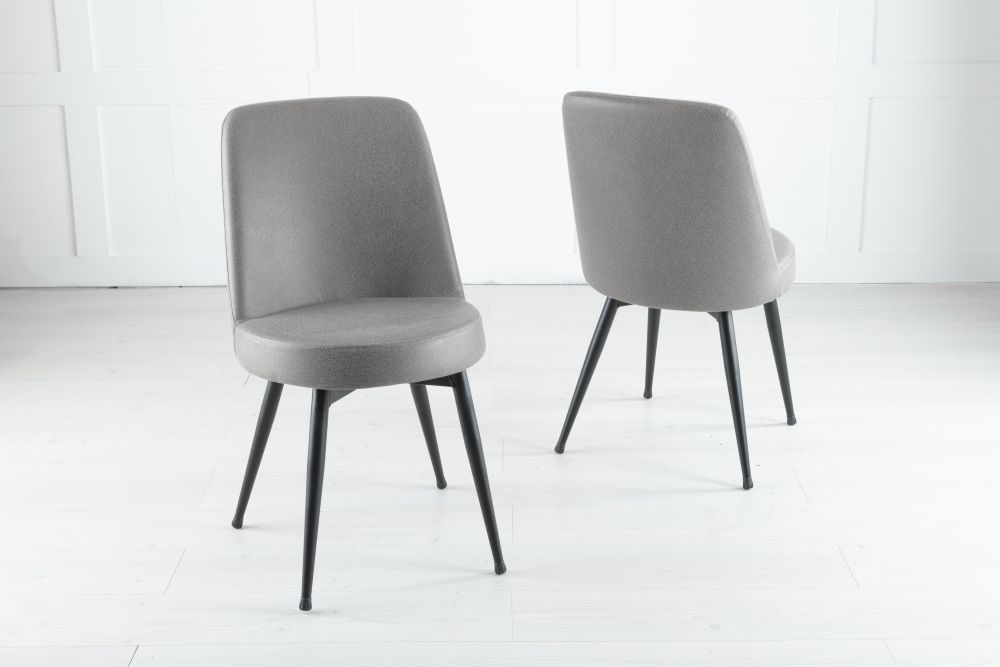 Product photograph of Clearance - Dover Grey Dining Chair Velvet Fabric Upholstered With Black Metal Legs from Choice Furniture Superstore.