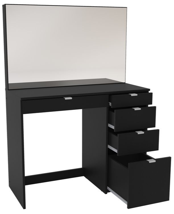 Product photograph of Birlea Ava Black 5 Drawer Dressing Table With Mirror from Choice Furniture Superstore.