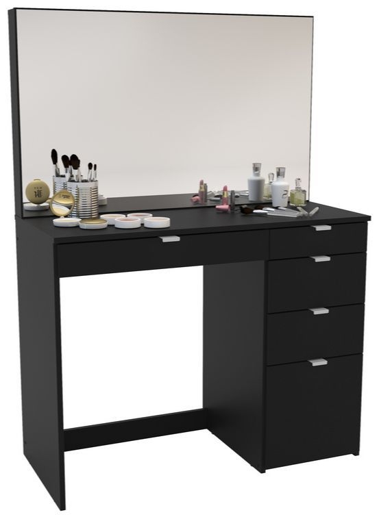 Product photograph of Birlea Ava Black 5 Drawer Dressing Table With Mirror from Choice Furniture Superstore.