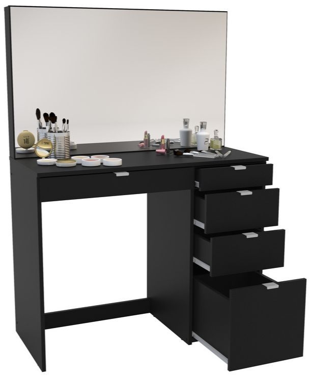 Product photograph of Birlea Ava Black 5 Drawer Dressing Table With Mirror from Choice Furniture Superstore.