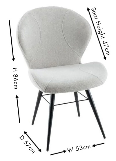 Product photograph of Clearance - 2 X Arctic Beige Dining Chair Velvet Fabric Upholstered With Round Black Metal Legs - Brand New Item from Choice Furniture Superstore.