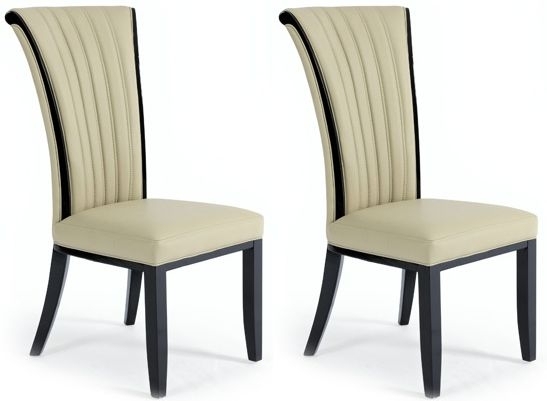 Product photograph of Eleanor Cream Bonded Leather Dining Chair Pair - Clearance Fs269 from Choice Furniture Superstore.