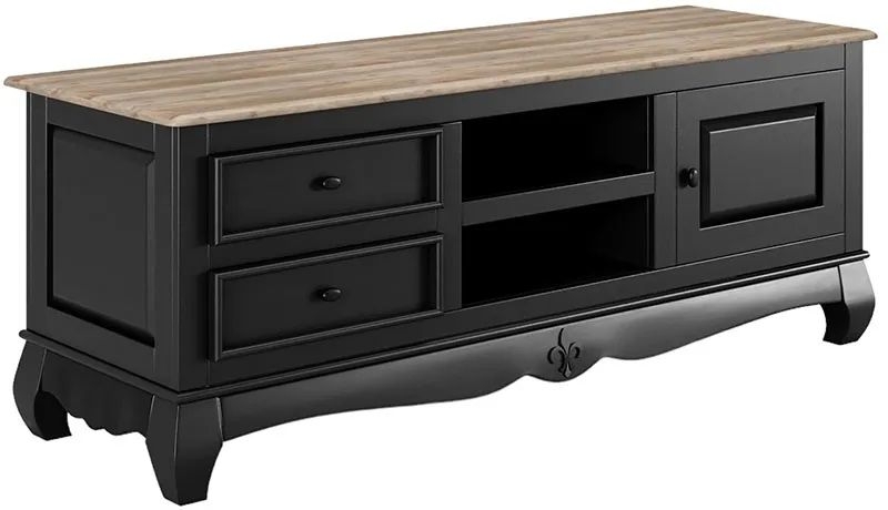 Product photograph of Clearance - Fleur French Style Black Tv Unit - Made In Solid Mango Wood from Choice Furniture Superstore.