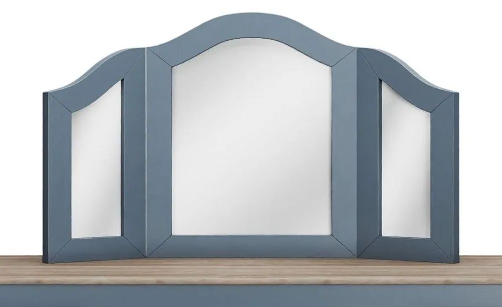 Product photograph of Clearance - Fleur French Style Dressing Triple Mirror Stiffkey Blue Painted Solid Mango Wood from Choice Furniture Superstore.