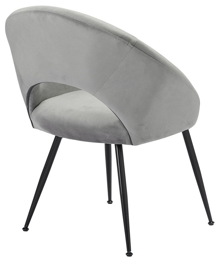 Product photograph of Lulu Pale Velvet Fabric Dining Chair With Black Legs Sold In Pairs - Comes In Grey Black And Pink from Choice Furniture Superstore.