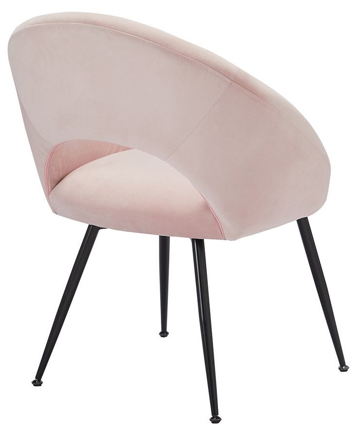 Product photograph of Lulu Pink Velvet Fabric Dining Chair With Black Legs Sold In Pairs from Choice Furniture Superstore.