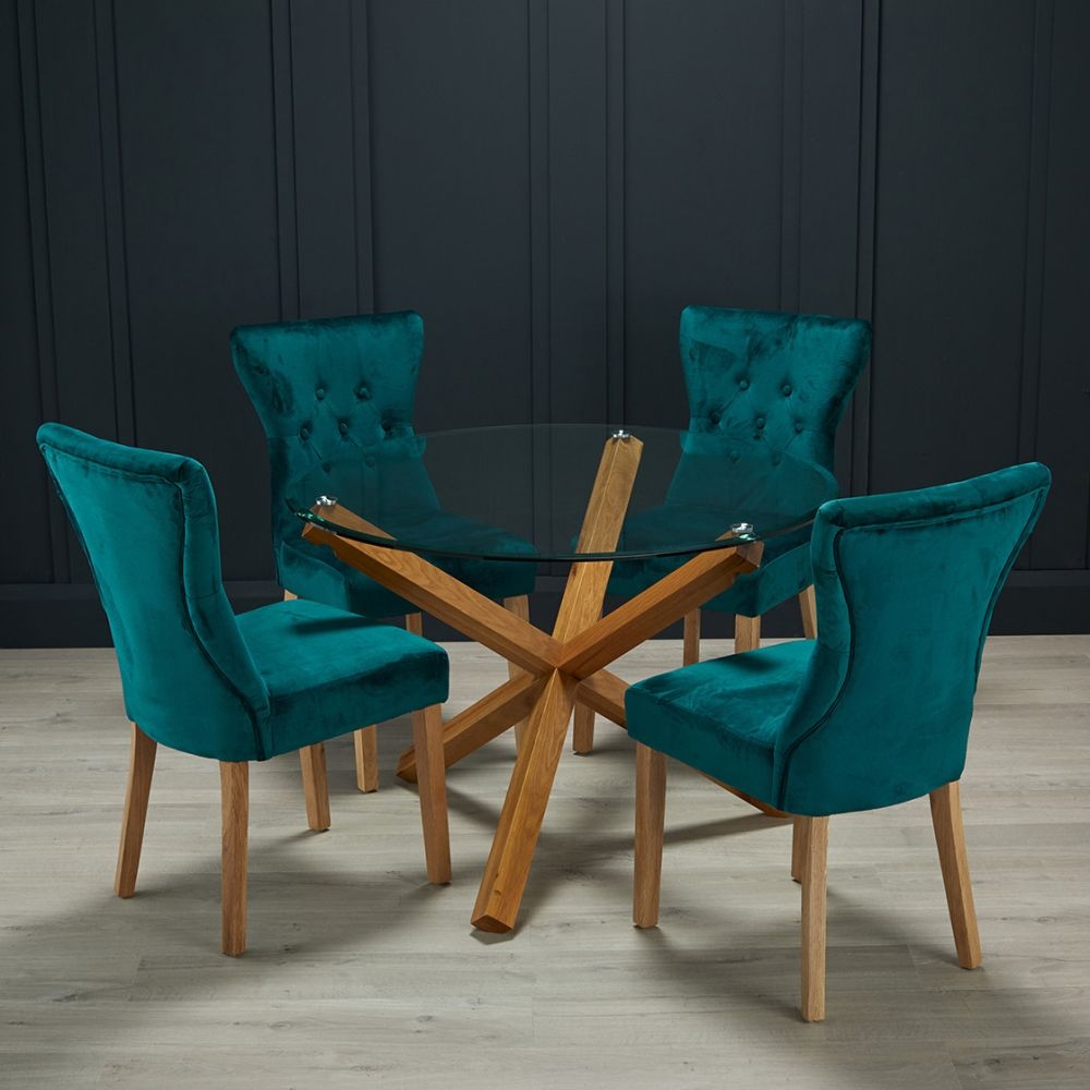 Product photograph of Naples Fabric Dining Chair With Wooden Legs Sold In Pairs from Choice Furniture Superstore.
