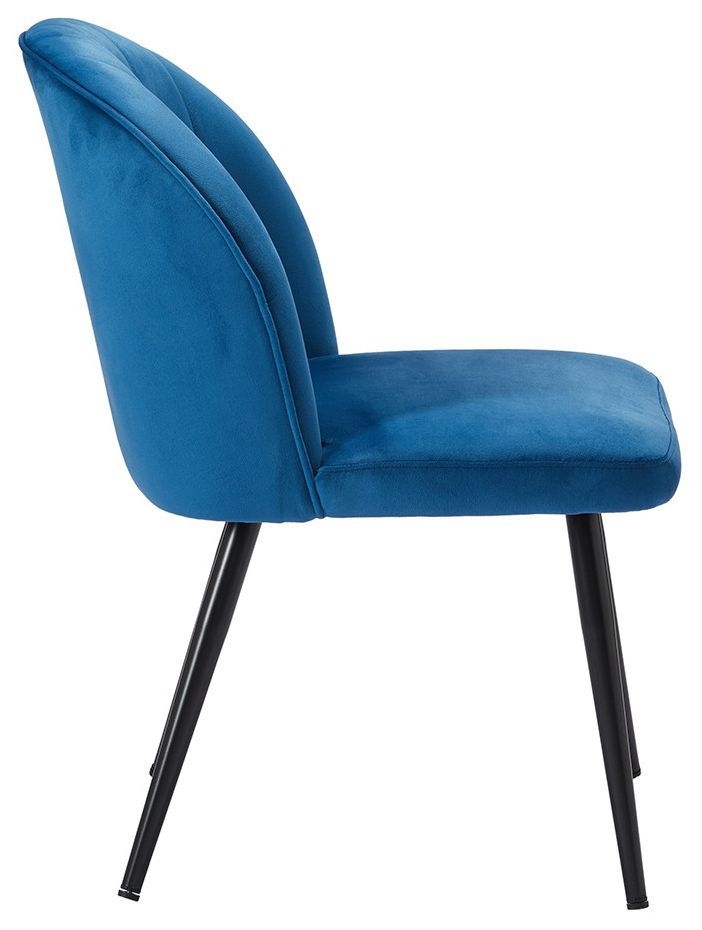 Product photograph of Orla Blue Velvet Fabric Dining Chair With Black Legs Sold In Pairs from Choice Furniture Superstore.