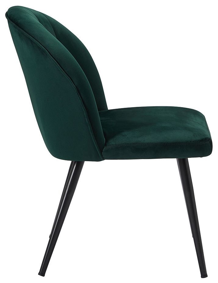 Product photograph of Orla Green Velvet Fabric Dining Chair With Black Legs Sold In Pairs from Choice Furniture Superstore.