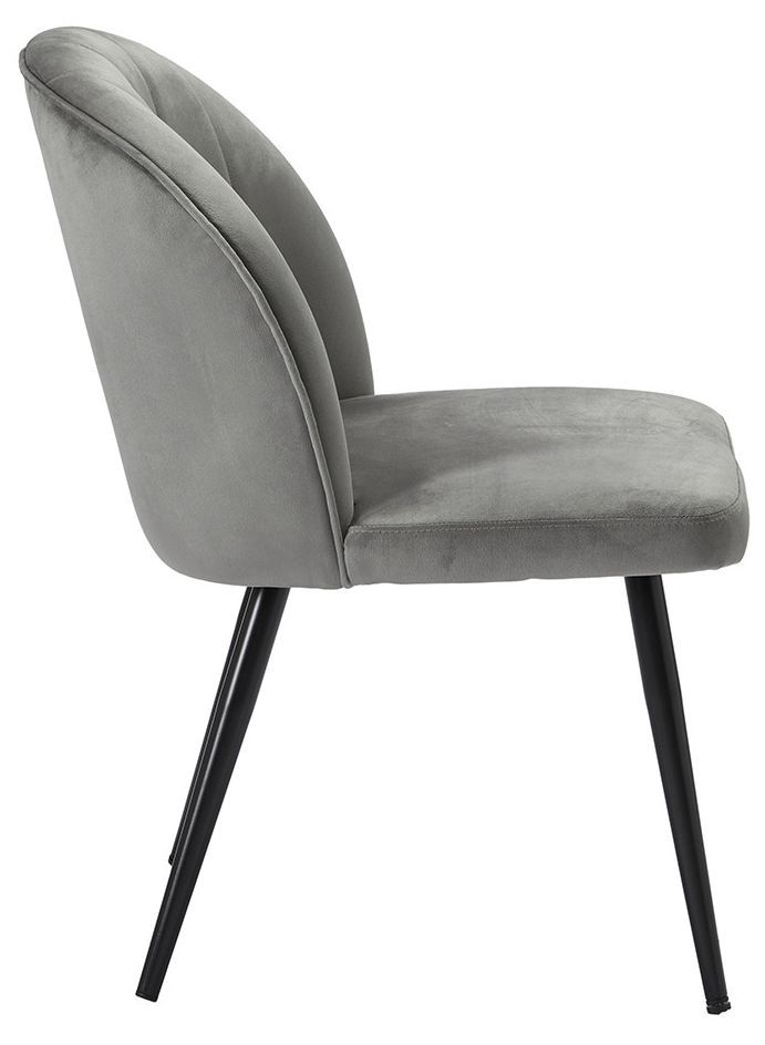 Product photograph of Orla Grey Velvet Fabric Dining Chair With Black Legs Sold In Pairs from Choice Furniture Superstore.