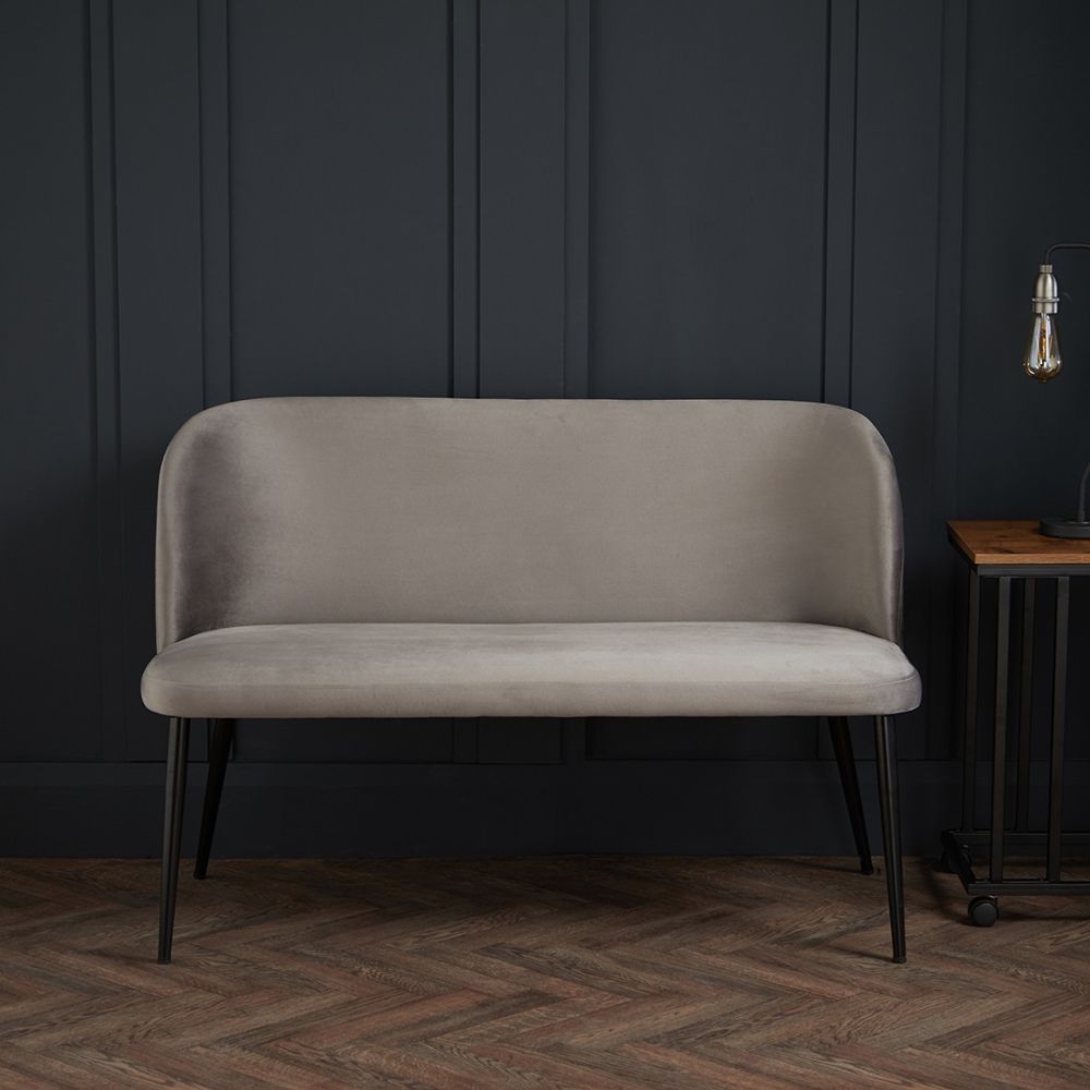 Product photograph of Zara Grey Fabric Dining Bench With Backrest from Choice Furniture Superstore.