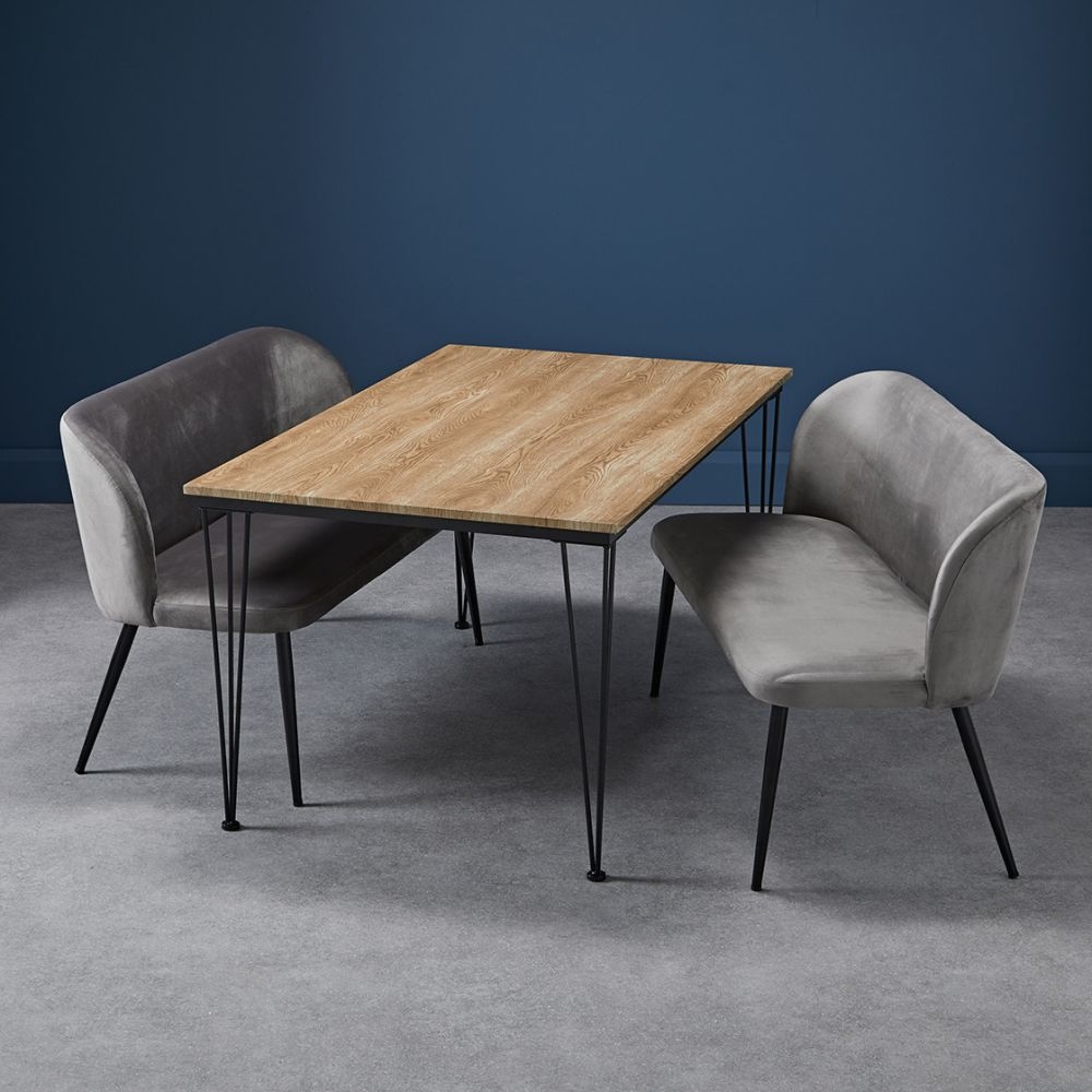 Product photograph of Zara Grey Fabric Dining Bench With Backrest from Choice Furniture Superstore.