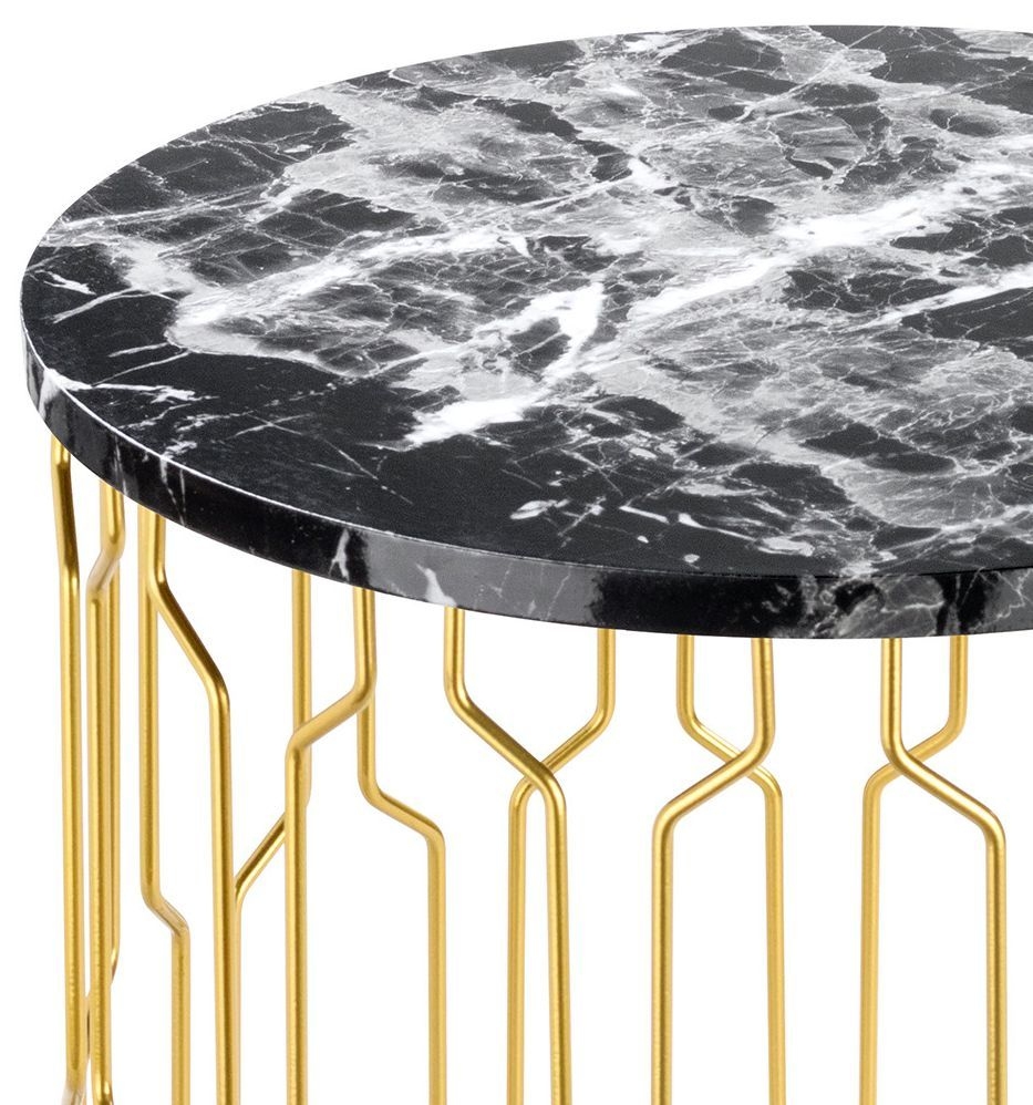 Product photograph of Grace Black Marble Effect Round End Table from Choice Furniture Superstore.