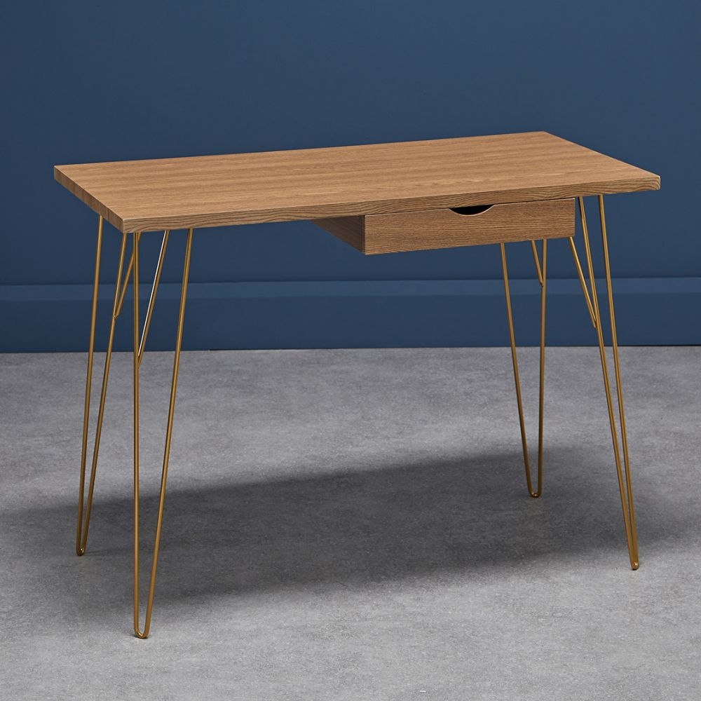 Product photograph of Fusion 1 Drawer Desk With Hairpin Legs from Choice Furniture Superstore.