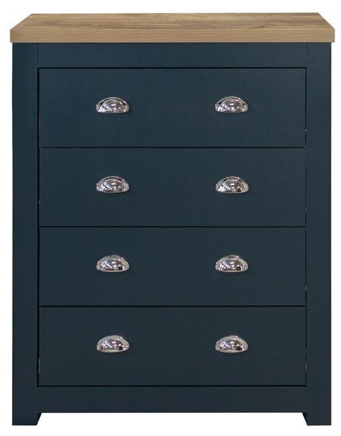 Product photograph of Birlea Highgate Navy Blue Painted 4 Drawer Chest from Choice Furniture Superstore.