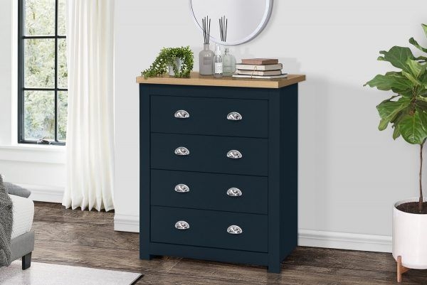 Product photograph of Birlea Highgate Navy Blue Painted 4 Drawer Chest from Choice Furniture Superstore.