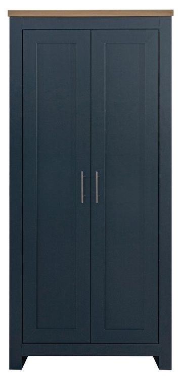 Product photograph of Highgate Blue And Oak Effect Wardrobe - 2 Doors from Choice Furniture Superstore.